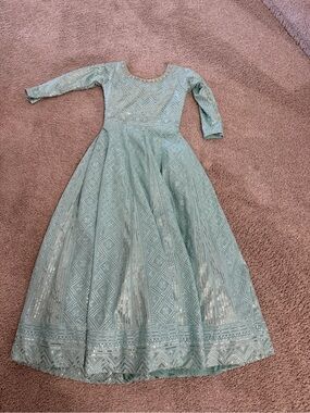 Ladies Seafoam Green Embellished anarkali Indian Dress